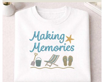 Making Memories Embroidery Design | Summer Beach Vacation Machine Embroidery | 4 hoop sizes