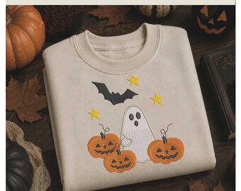 Halloween Pumpkins Ghost Embroidery Design | Fall Embroidery Decor