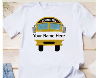 School Bus Split Name Embroidery Design | Back to School  (Digital File)