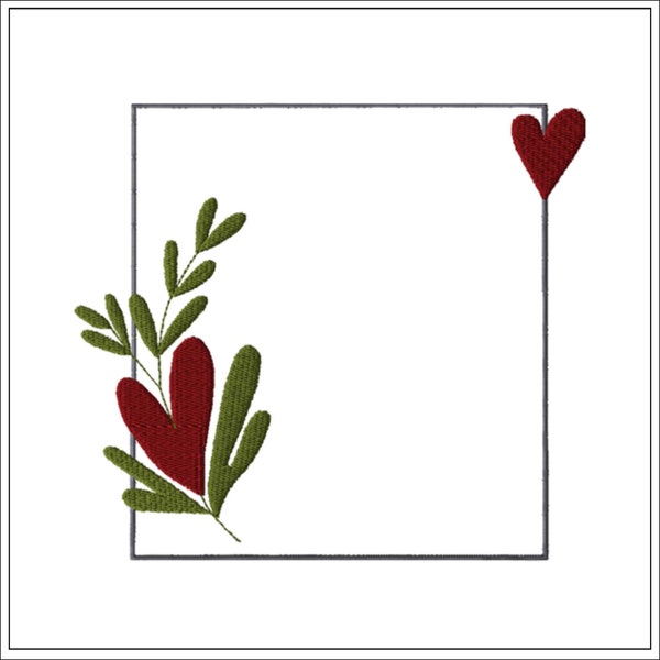 Heart Leaves Frame | Machine Embroidery Design #1636