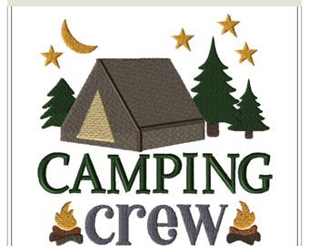 Camping Crew Embroidery Design | Summer Camp Decor | Tent Camper (digital file)