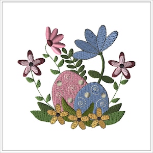 Easter Eggs with Flowers | Machine Embroidery Design #1328