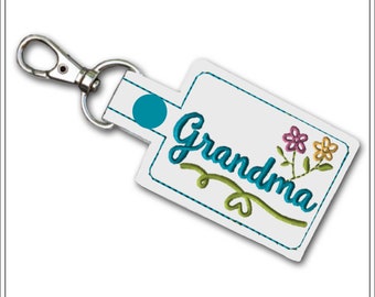 Grandma-In the Hoop Key Tag | Machine Embroidery Design #1518