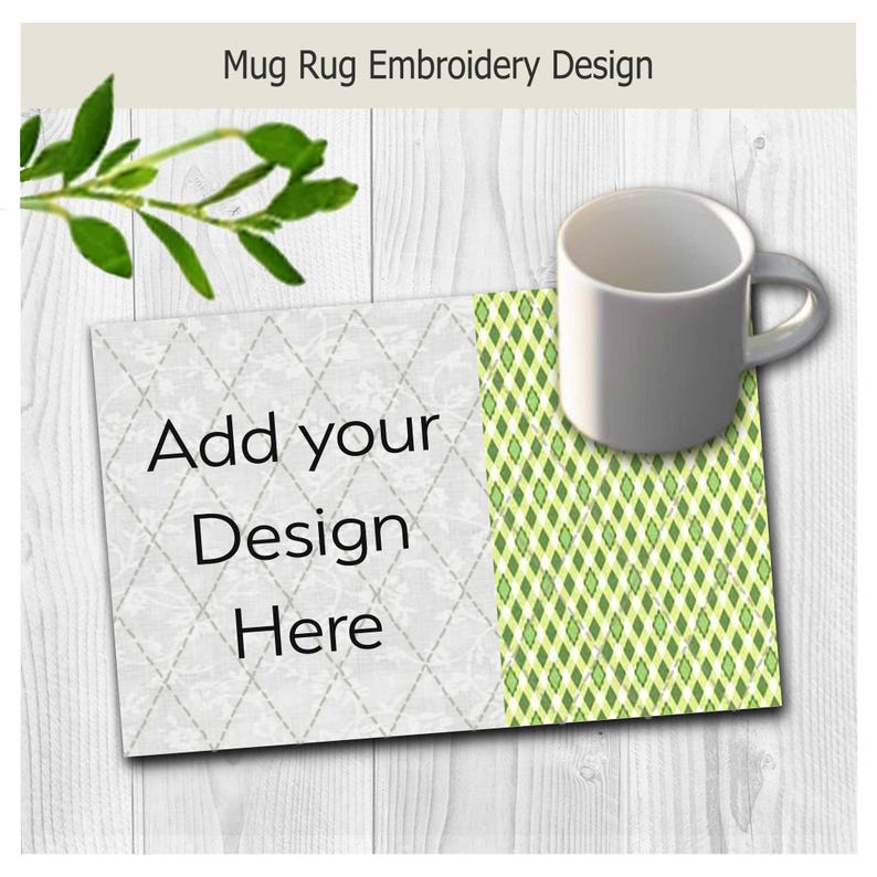 Mönster för muggmatta | Lägg till din egen design | 5x7 och 6x10 | Maskinbroderi i bågen bild 1
