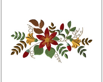 Borduurpatroon met herfstbladeren en bloemen | Herfstdecoratie (digitale download)