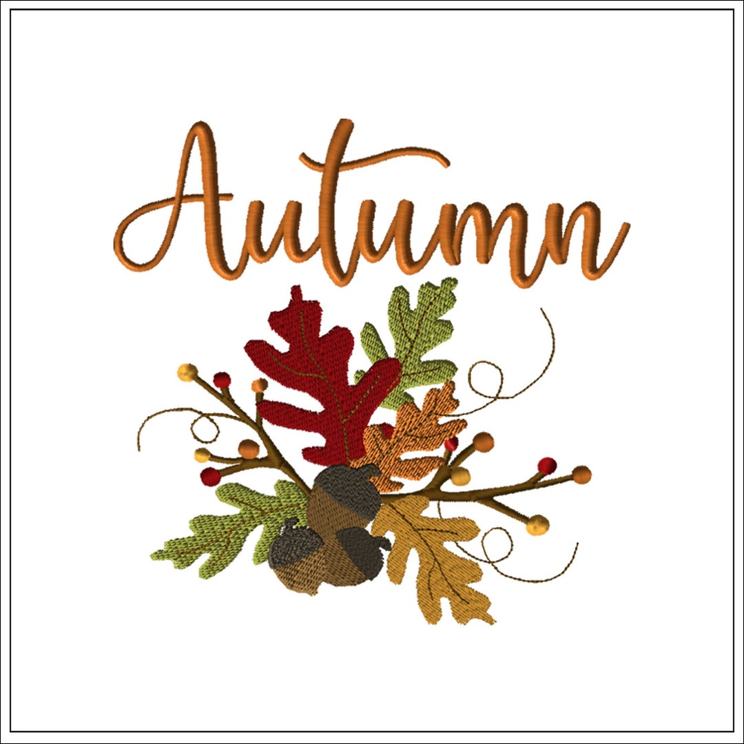 Autumn Leaves and Berries | Fall Machine Embroidery Design #1210 - Etsy
