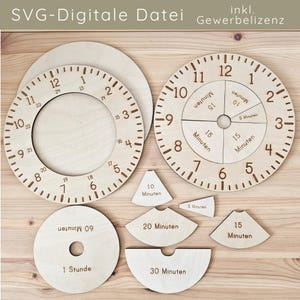 Orologio didattico SVG in legno per bambini Idea regalo Ritorno a scuola Asilo File digitale Orologio puzzle abbinato Orologio Montessori file laser didattico