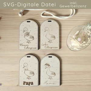 SVG ciondolo cestino di Pasqua oche ciondolo in legno tagliato al laser nido di Pasqua file digitale ciondolo oca cestino regalo di Pasqua file laser oca