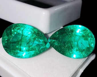 Gemme sciolte Smeraldo verde naturale certificato 8-10 ct 2 coppie a forma di pera per realizzare gioielli trasparenti per dimensioni dell'anello Gemme di qualità AAA+