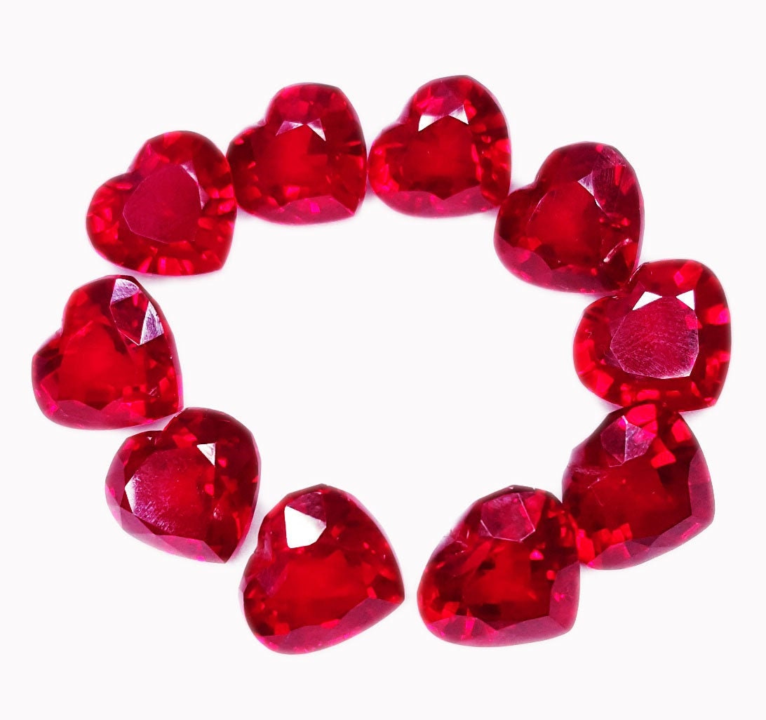 Loose Gemstone Natural Ruby Lot Heart Cut 10 Pcs Certified Etsy UK