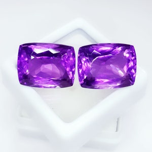10-12 Ct Loose Gemstone Natural Amethyst Certified Cushion Shape Pair For Ring Size Transparent For Making Jewelry Amethyst Stone Gems B4043