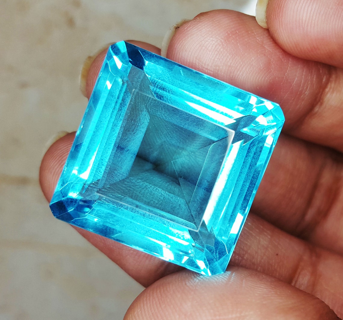 Loose Gemstone Certified Aquamarine 50 to 55 Cts Square Shape Etsy
