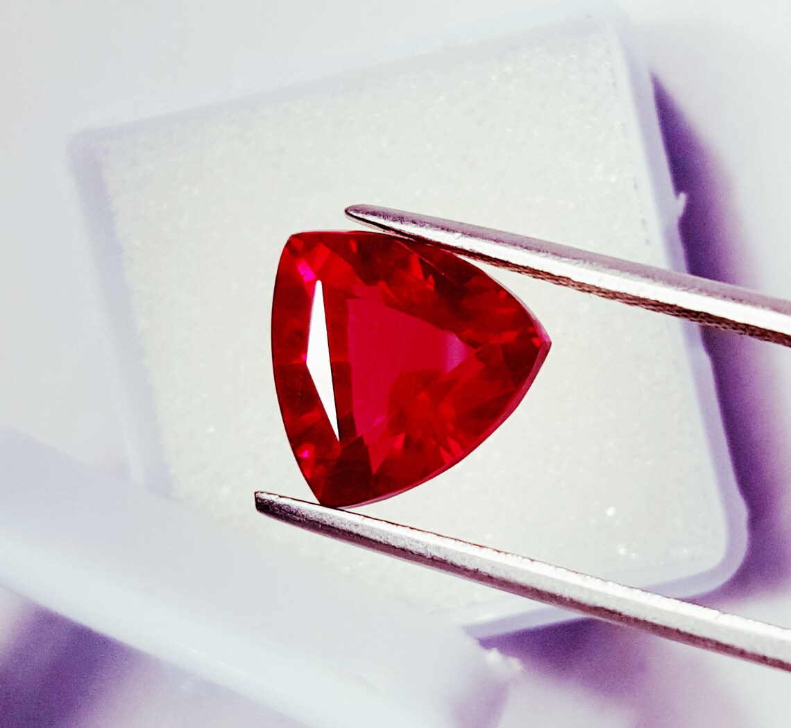 Natural Ruby Certified Loose Gemstone 9.22 Ct Trillion Shape | Etsy