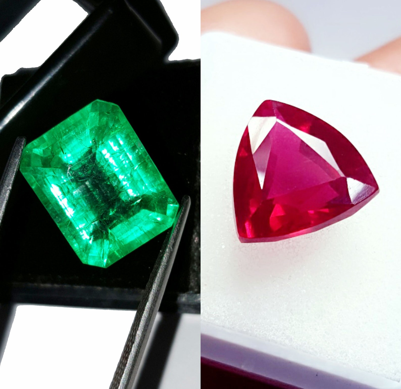 Natural Emerald & Ruby Certified Loose Gemstone 8.00 To 10.00 Etsy