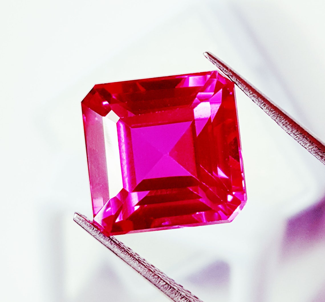 Natural Loose Gemstone 14.77 Ct Square Shape Certified Pink Etsy