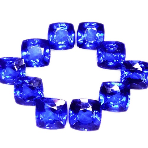 Natural Loose Gemstone Impressionable Blue Sapphire Lot 10 Pcs Cushion Shape 8 to 10 Ct Certified shops BS053