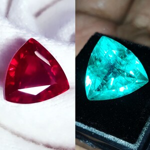 Natural Emerald & Red Ruby Pair Trillion Shape Certified Loose Gemstone 8-10 Ct For Ring Size Mixed Pair Gems With AAA+ Quality Stone B39