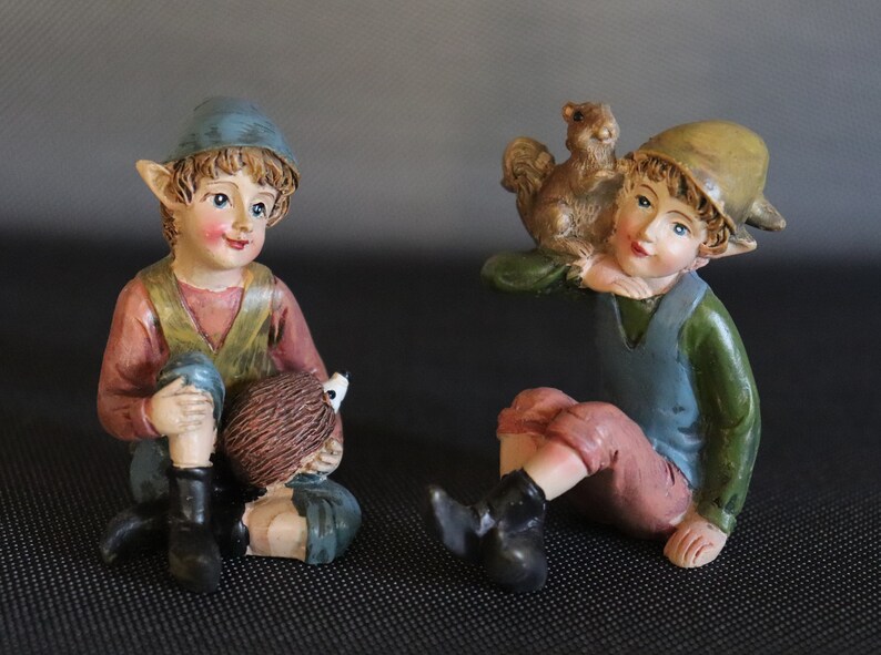 Garden Fairies Seated Pixie Boys Figurines 4 Styles | Etsy