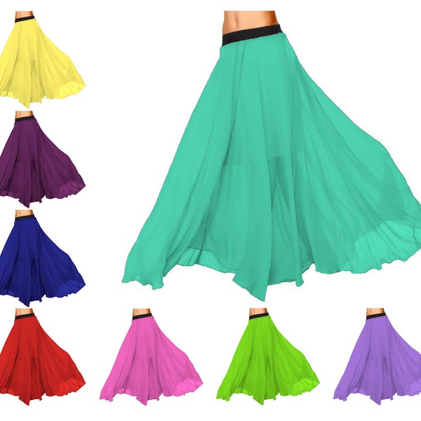 Skirt Chiffon Half Circle Adult Dance Wear Skirt Belly Dance Skirt 28 Solid Color Half Circle Skirt Plus Size Available