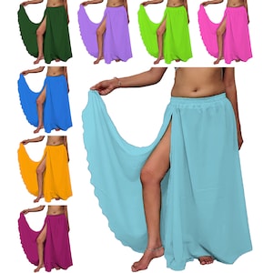 Chiffon Slit Skirt: Full Circle Belly Dance Tribal Skirt