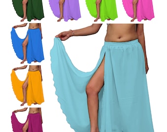 Chiffon Slit Skirt: Full Circle Belly Dance Tribal Skirt