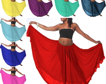 Puede incluir: Una colección de ocho faldas largas y fluidas en varios colores, incluyendo amarillo, morado, turquesa, azul, azul claro, rojo, rosa y gris. Las faldas están hechas de una tela ligera y transparente y tienen una cintura elástica.