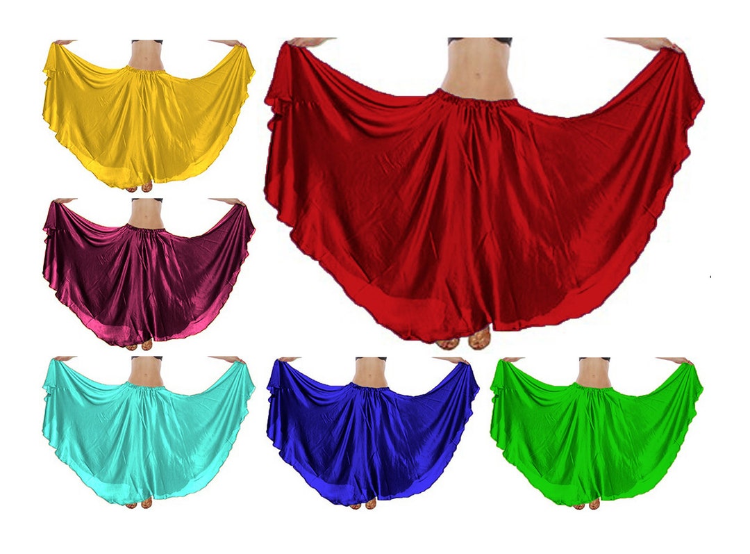 Full Circle Satin Flamenco Skirt Spanish Flowing Skirt Long Etsy