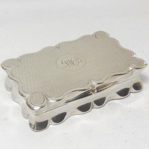 Rare Antique Victorian 74g Sterling SOLID SILVER Snuff Box, Tobacco Box, Elkington & Co, Birmingham 1898