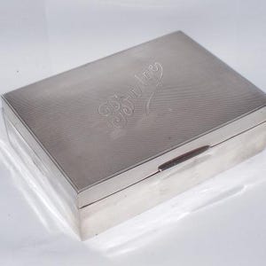 Antica scatola per sigarette in argento massiccio Sterling George V, scatola per carte da bridge, William Neale, punzonata Birmingham 1929