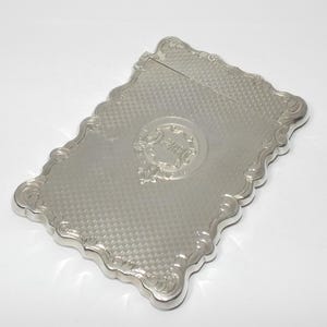 Antyczne wiktoriańskie etui na karty Alfred Taylor Sterling Solid Silver, uchwyt na karty bankowe/kredytowe, sygnowane Birmingham 1853