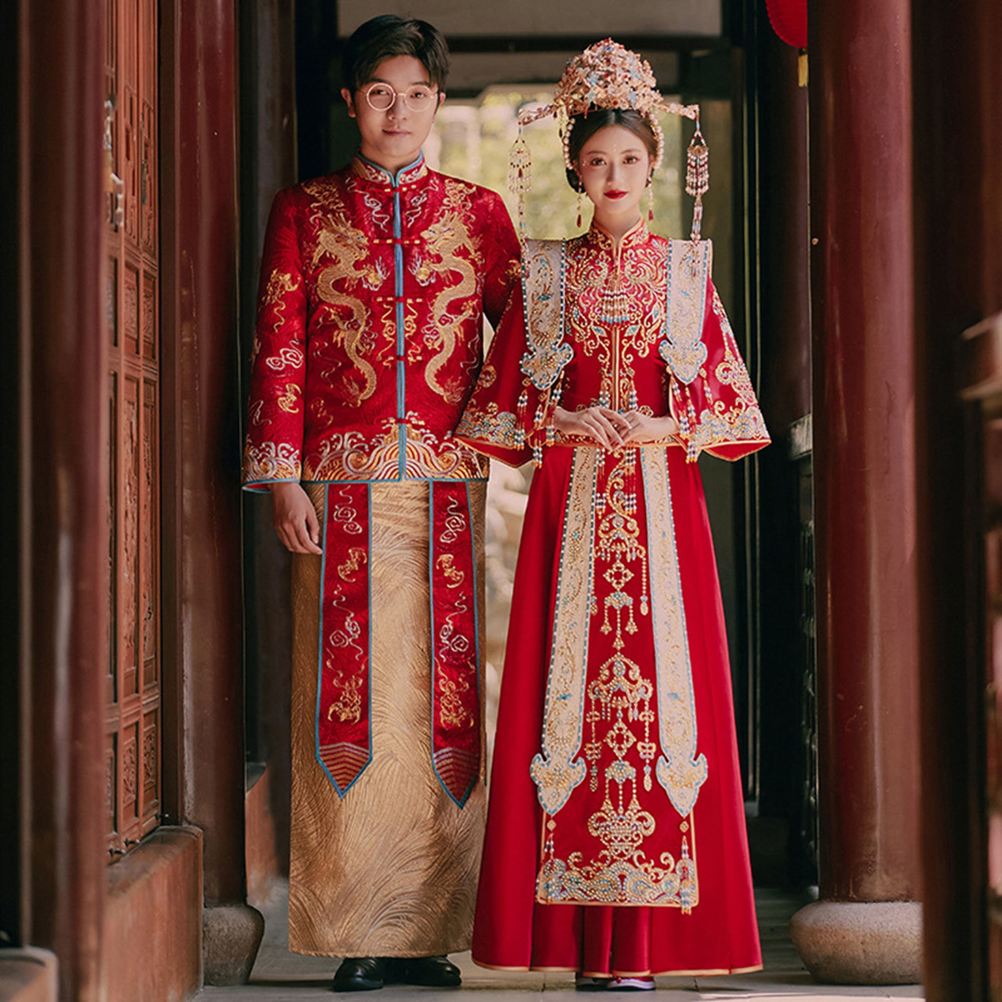 Traditional Chinese Bride Red Wedding Xiuhe Dressretro Hanfu Etsy