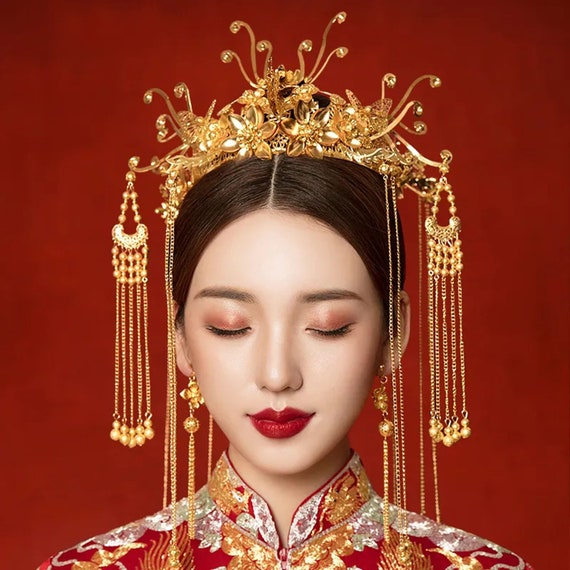 Chinese Traditional Wedding Bridal Headdress Phoenix Crown Women Simple  Hair Ornament Headpiece -  Israel