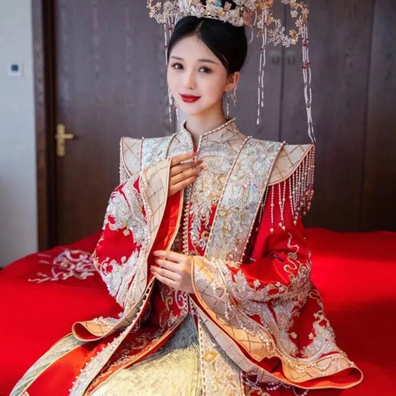 6xl,traditional Chinese Dress,hanfu Bride, Chinese Wedding Dress, Wedding  Dragon and Phoenix Gown, Wedding Dress Phoenix Crown, Bridal Dress -   Sweden