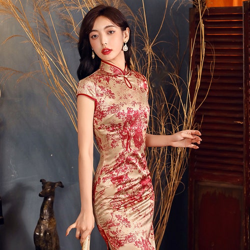 Wedding Cheongsam Dress Vintage Qipao Dress Red Cheongsam - Etsy