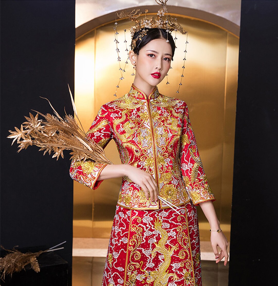 Traditional Chinese Dress Chinese Wedding Dressembroidered - Etsy