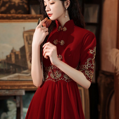 Vestido de novia chino Vestido rojo Qipao Vestido de novia - Etsy España Vestido de novia chino Vestido rojo Qipao Vestido de novia - Etsy España