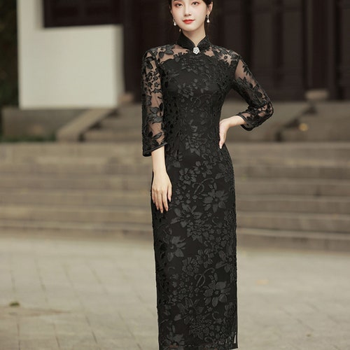 Traditional Chinese Dress China Cheongsam Long Qipao Pink - Etsy