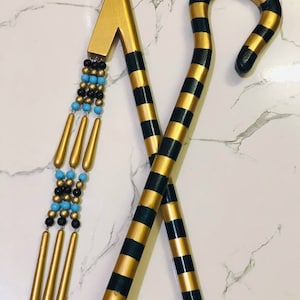 Ancient egypt Crook and Flail Made of Wood décor or hang on a wall handmade Halloween Costume Crook & Flail