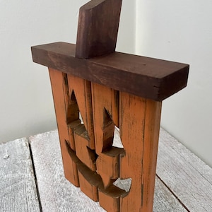 Rustic Wooden Jack-o-lantern Halloween Decor Wood Pumpkin - Etsy
