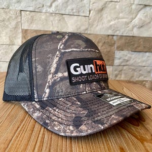 Richardson 112 Trucker hat  Timber/Black with custom “GUN HUB” patch