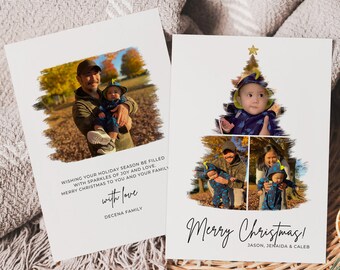 Printable Christmas Card Using Canva, Christmas Tree Photo Template, Merry Christmas Card Template, Christmas Photo Card 5x7, Holiday Card