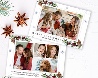 Canva Christmas Card Printable, Christmas Tree Photo Template, Christmas Photo Card 5x7, Holiday Card, Merry Christmas Card Template