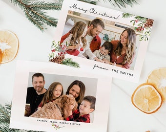 Christmas Card Using Canva, Printable Christmas Tree Photo Template, Holiday Card, Merry Christmas Card Template, Christmas Photo Card 5x7