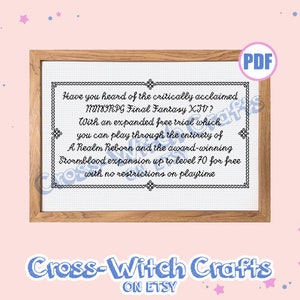Final Fantasy XIV - The Critically Acclaimed Fancy Framed Sampler - INSTANT DOWNLOAD