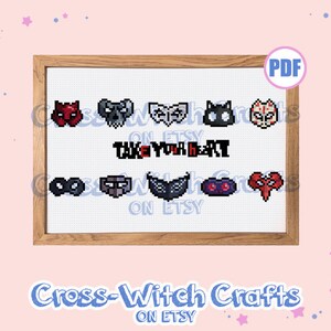 Phantom Thieves Mini Masks - Persona 5 Cross-Stitch Pattern - INSTANT DOWNLOAD