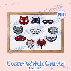 Persona 5 Phantom Thieves Mask Collection - Cross-Stitch Pattern - INSTANT DOWNLOAD