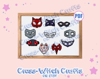 Persona 5 Phantom Thieves Mask Collection - Cross-Stitch Pattern - INSTANT DOWNLOAD