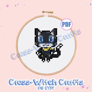 Mona Phantom Thieves Mini Persona 5 Cross-Stitch Pattern - INSTANT DOWNLOAD