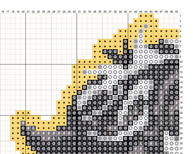 May include: Black and white pixel art design featuring a stylized image of a cat wearing a hat. The cat is sitting on a yellow background with black and white polka dots.