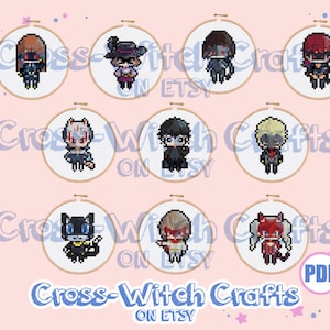 Phantom Thieves Group Mini Persona 5 Cross-Stitch Pattern Bundle - INSTANT DOWNLOAD
